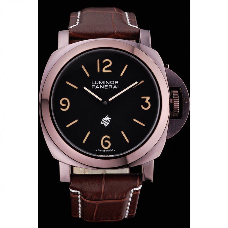 Panerai Luminor Brown Leather Strap Black Dial 80164-1