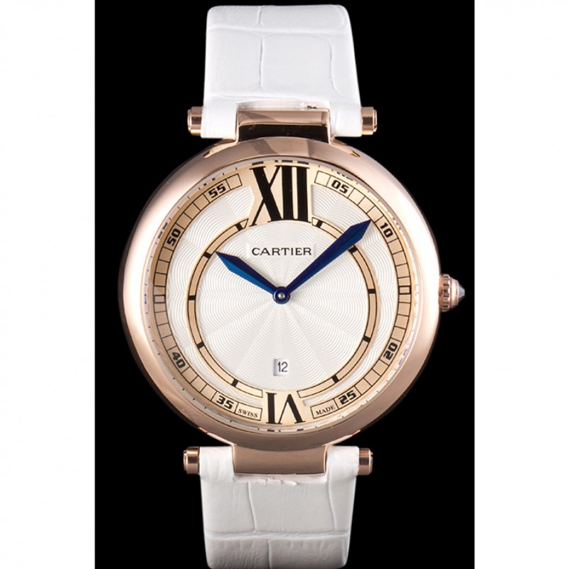 Luxury Replica Watches Cartier Ballon Bleu White Leather Strap 621449-1