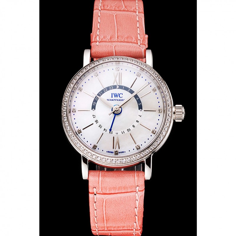 IWC Portofino Day And Night White Dial Stainless Steel Case Pink Leather Strap-1