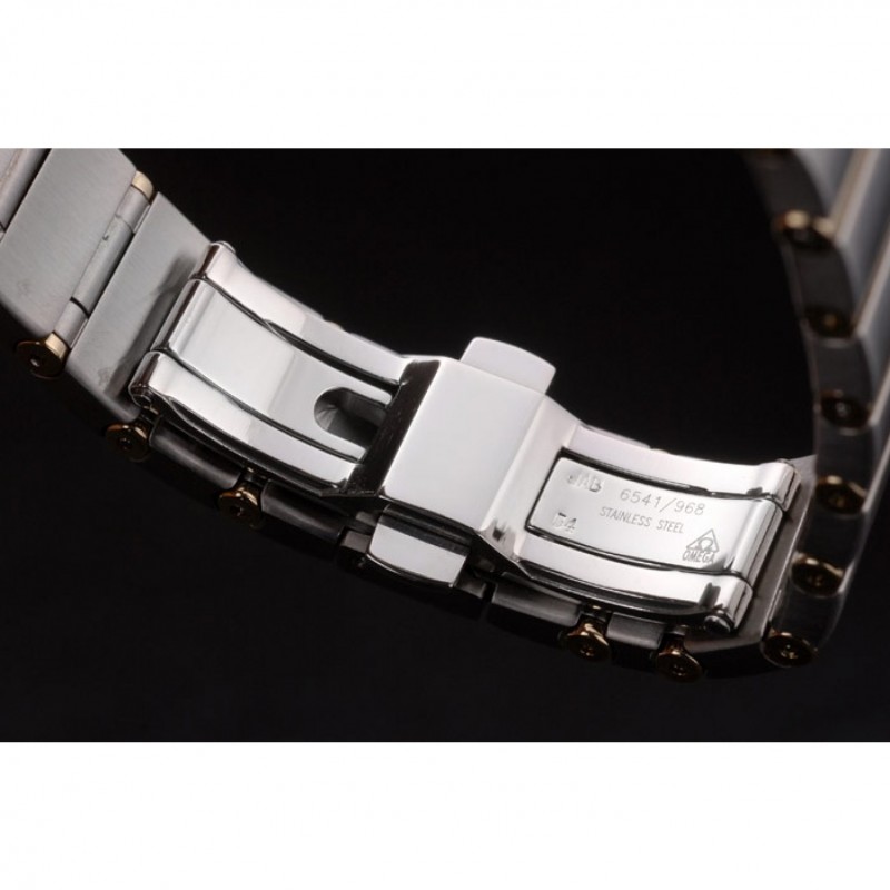 Swiss Lady Omega Constellation Stainless Steel Bracelet Golden Dial 80292-6