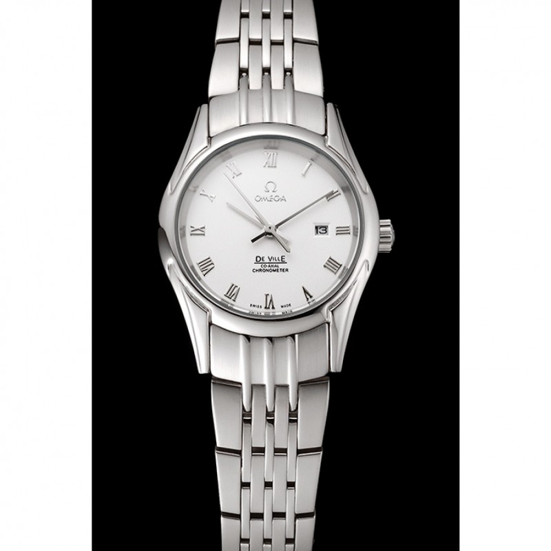 Omega De Ville Ladies White Dial Roman Numerals Stainless Steel Case And Bracelet 1453792-1