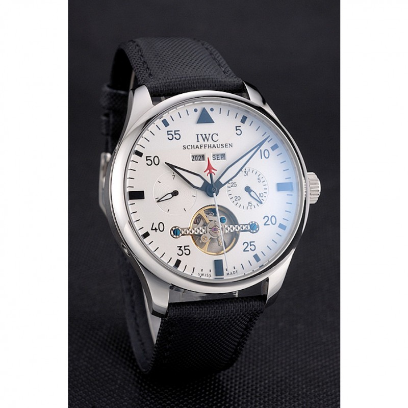 IWC Pilot Tourbillon White Dial Stainless Steel Case Black Textile Strap-2