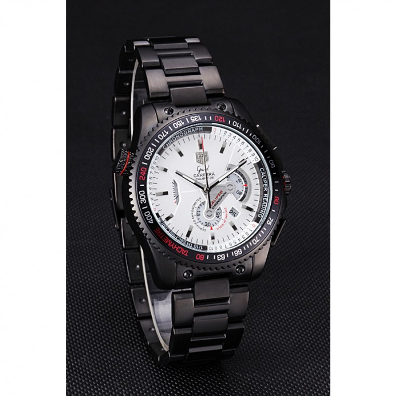Tag Heuer Carrera Black Stainless Steel Case White Dial 98242-2