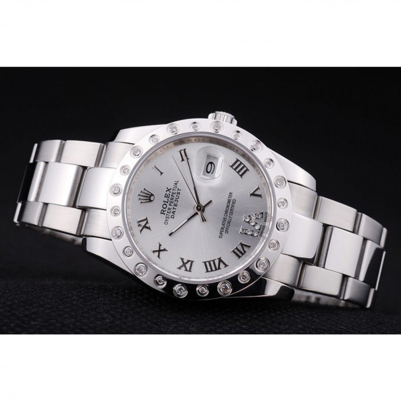 Rolex Datejust Diamond Bezel Silver Dial 7468-4