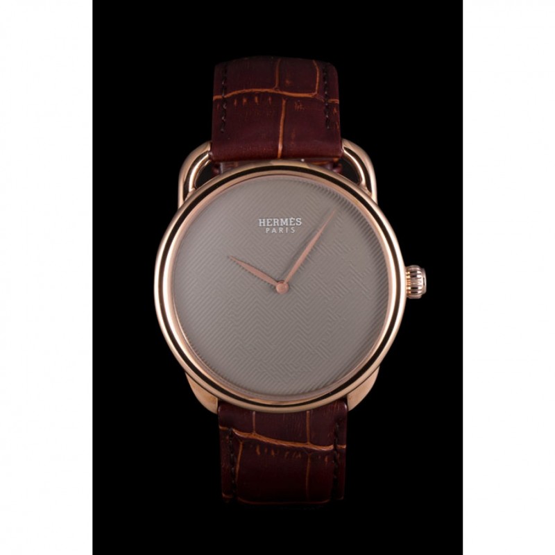High Quality Replica Watches Hermes Classic Croco Leather Strap Silver Dial 801395-2