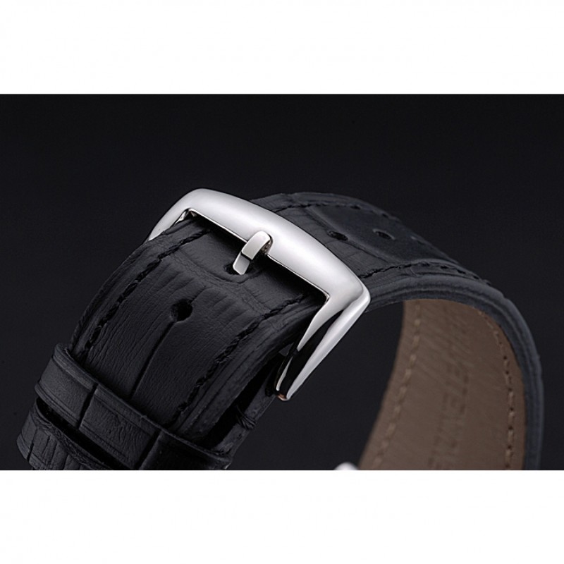 Franck Muller Master Square Black Dial Silver Case Black Leather Band 622353-4