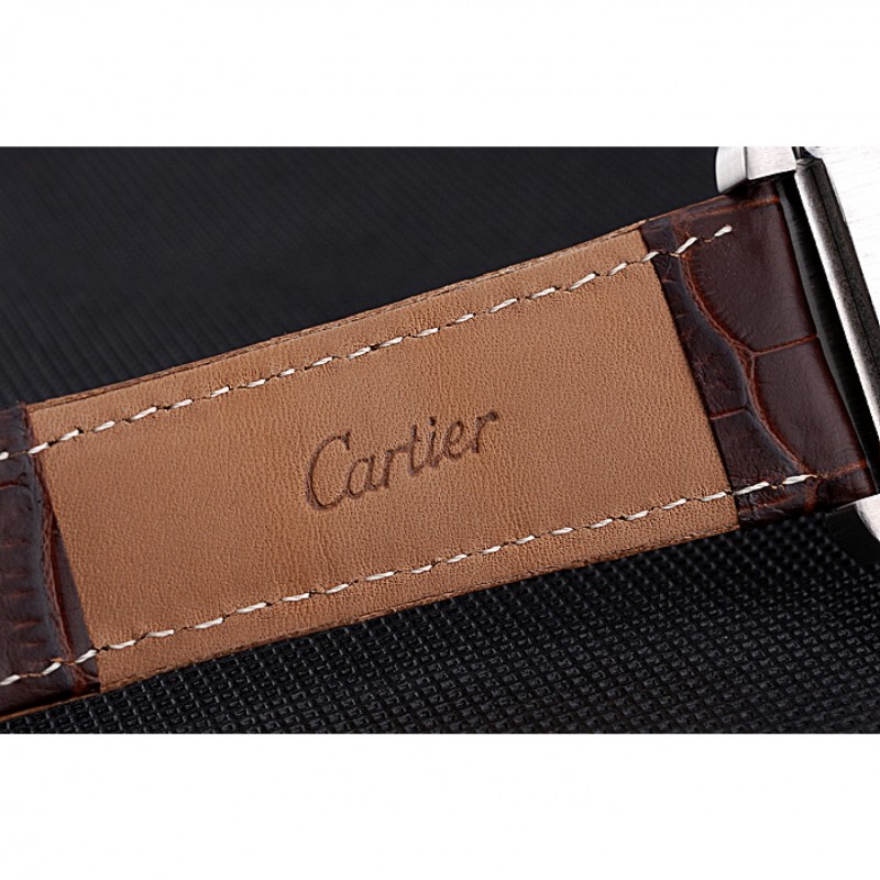 Cartier Tank MC Brown Dial Stainless Steel Case Brown Leather Bracelet 622692-7