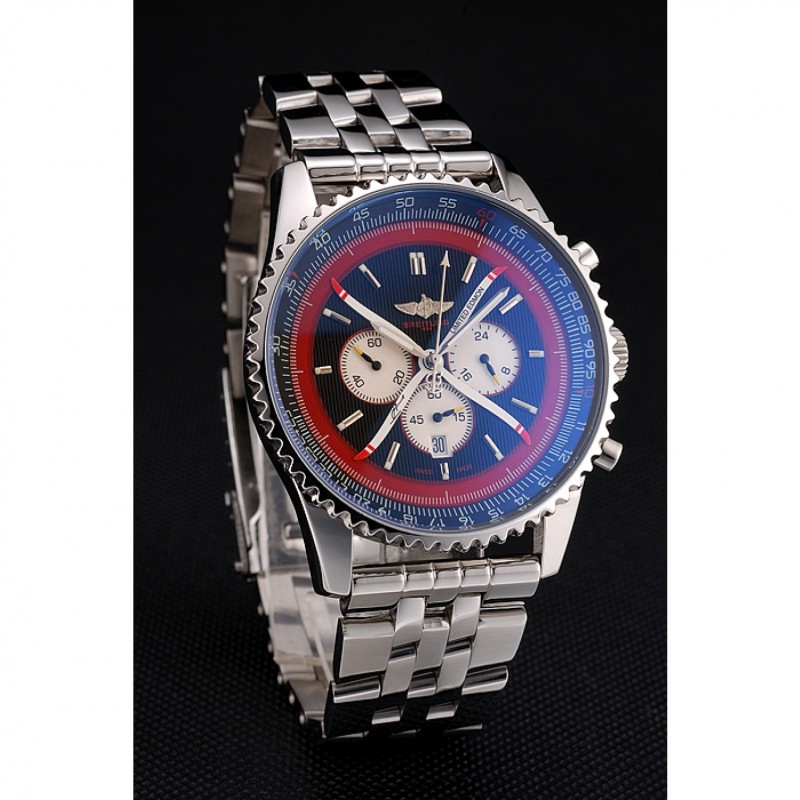 Breitling Certifie Polished Silver Stainless Steel Strap Black Dial Chronograph 80173-2
