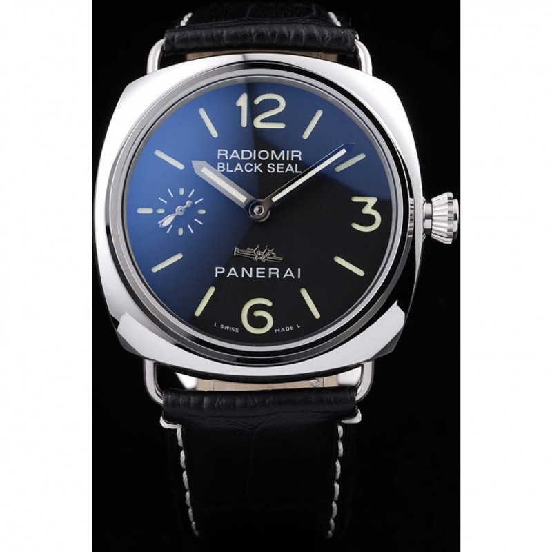 Panerai Radiomir Polished Stainless Steel Case Black Dial Black Leather Strap 98140-1