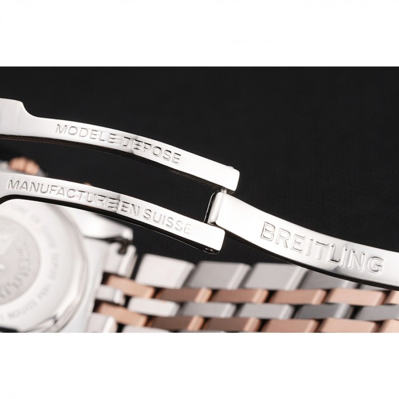 Breitling Chronomat Quartz Pearl Dial Rose Gold Bezel Stainless Steel Case Two Tone Bracelet-6