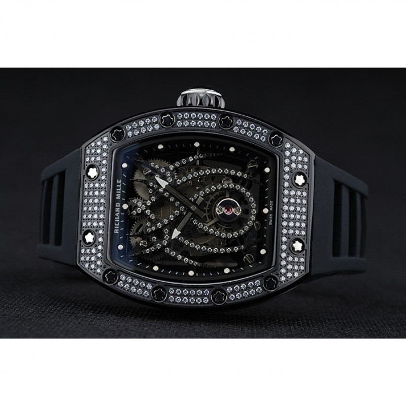 Richard Mille Tourbillion Spider RM 19-01 Black Diamond Case Black Rubber Bracelet 1454259-3