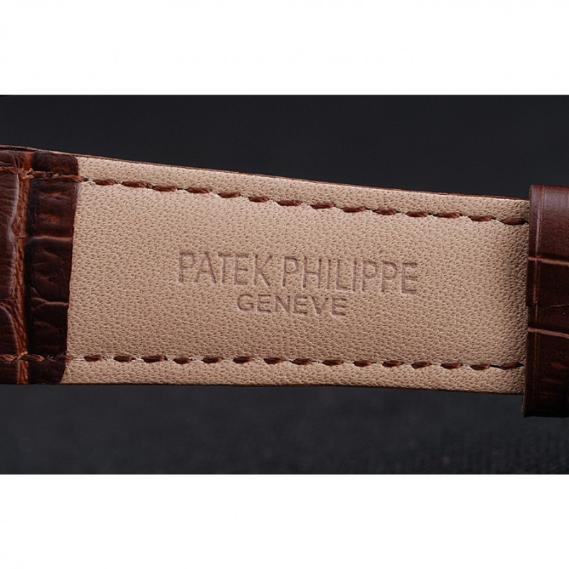 Patek Philippe Grand Complications Annual Calendar White Dial Silver Case Brown Leather Bracelet 1454233-6