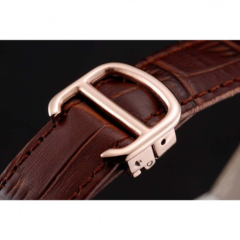 High End Replica Watches Swiss Cartier Ballon Bleu 46 MM Diamond Dial Diamond Case Brown Leather Bracelet 1453895-4