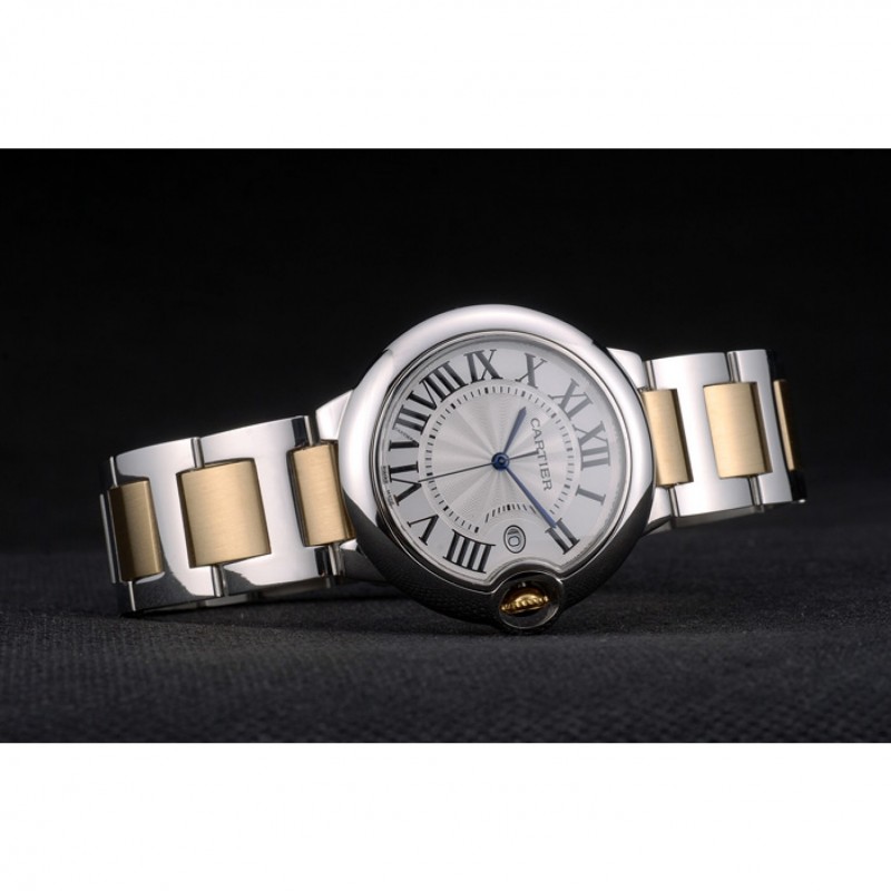 Cartier Ballon Bleu 38mm White Dial Stainless Steel Case Two Tone Gold Bracelet-3