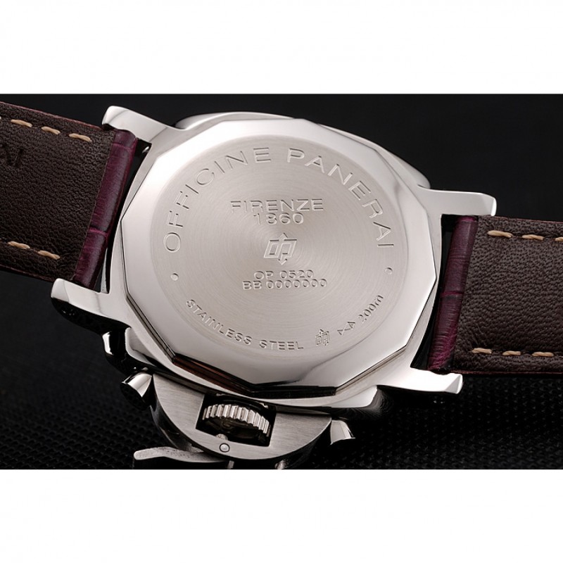 Panerai Radiomir 8 Days Chronograph Black Dial Stainless Steel Case Plum Leather Strap 1453795-7