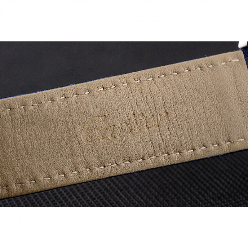 Cartier Ronde Solo White Dial Diamond Hour Marks Stainless Steel Case Blue Leather Strap-8