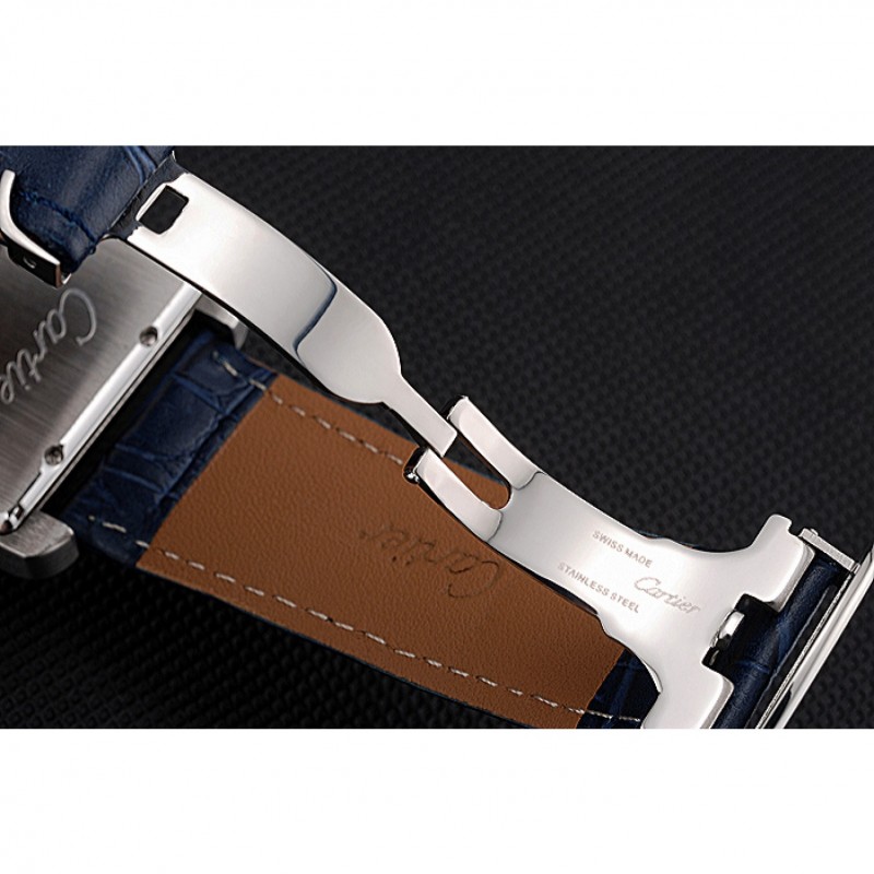 Cartier Tank MC White Dial Stainless Steel Case Blue Leather Strap 622575-7