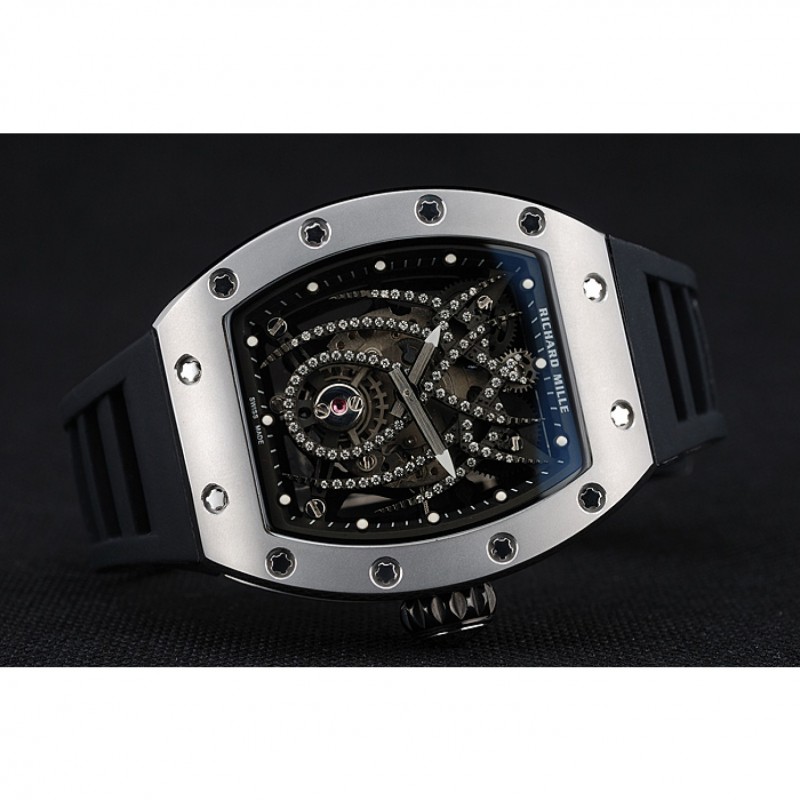 Richard Mille Tourbillion Spider RM 19-01 Silver Case Black Rubber Bracelet 1454256-4
