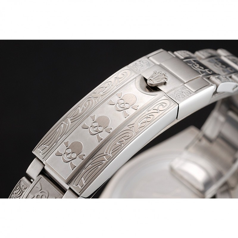 High End Replica Watches Swiss Rolex Submariner Skull Limited Edition Blue Dial White Case And Bracelet 1454094-5