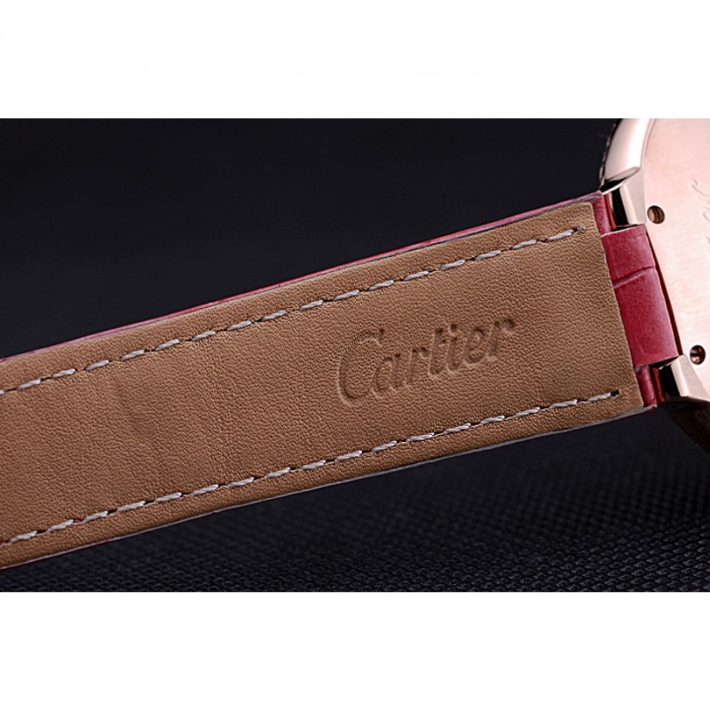 AAA Swiss Cartier Ballon Bleu de Cartier White Dial Diamonds Case Pink Leather Bracelet 622553-8
