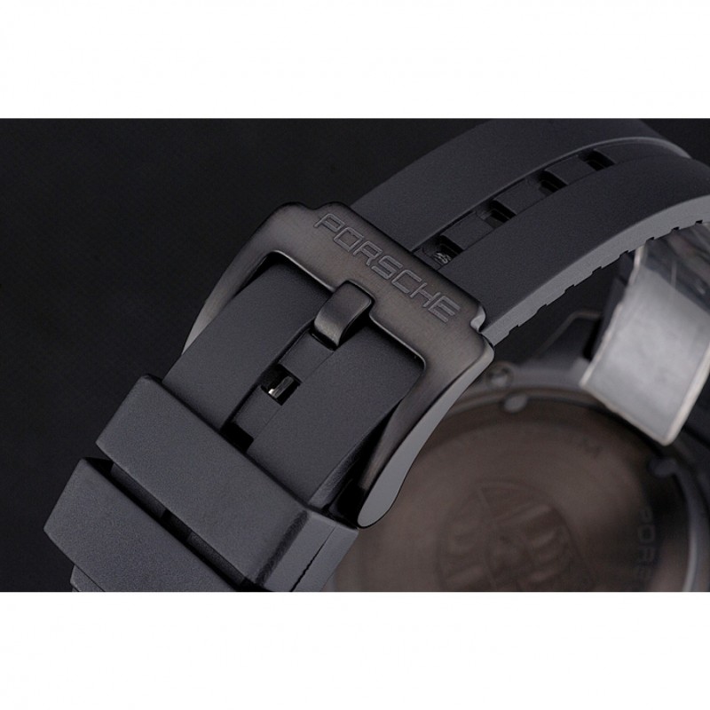 AAA Porsche Design Indicator Black Dial Gold Numerals Black PVD Case Black Rubber Strap-5
