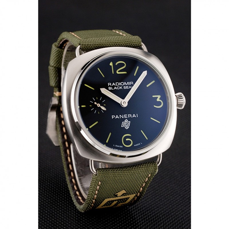 Panerai Radiomir Black Seal Logo Acciaio Black Dial Green Bracelet 1454017-1