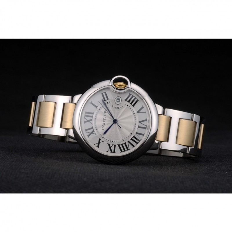 Cartier Ballon Bleu 42mm White Dial Stainless Steel Case Two Tone Gold Bracelet-4