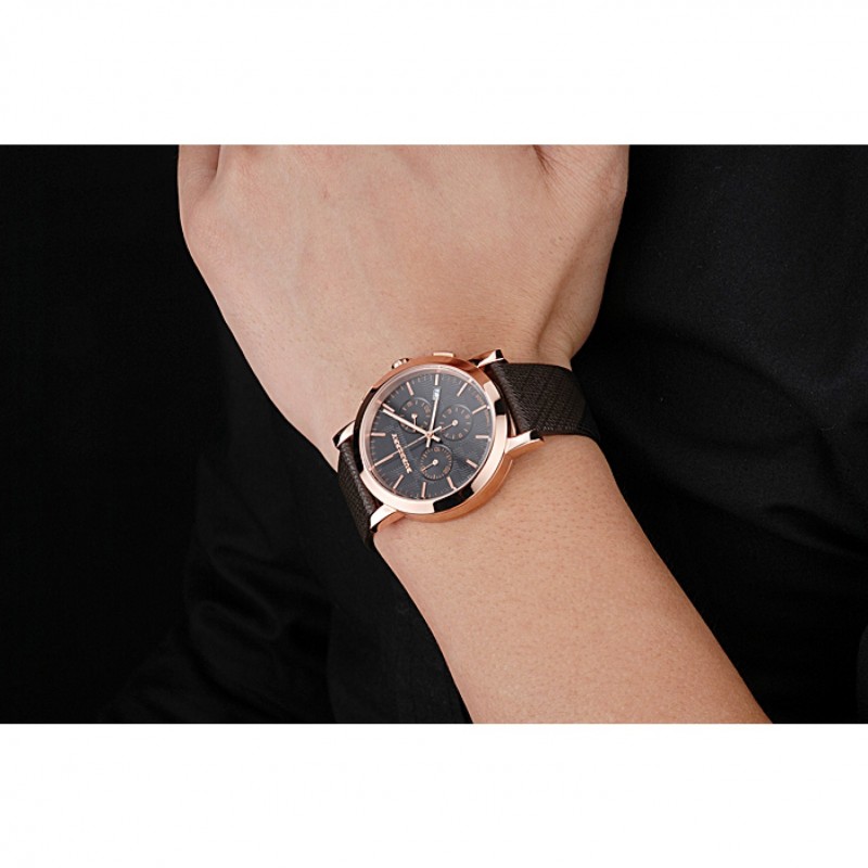 Burberry The City Classic Chronograph Black Dial Smoked Trench Bracelet 622573-7