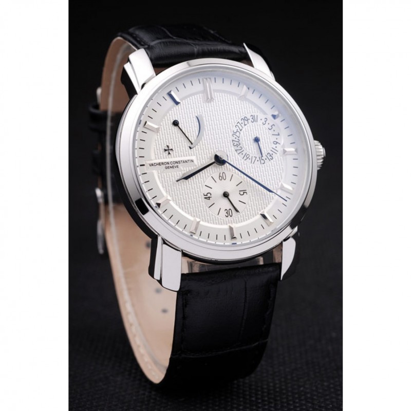 Vacheron Constantin Malte Power Reserve White Dial Stainless Steel Case Black Leather Bracelet-2