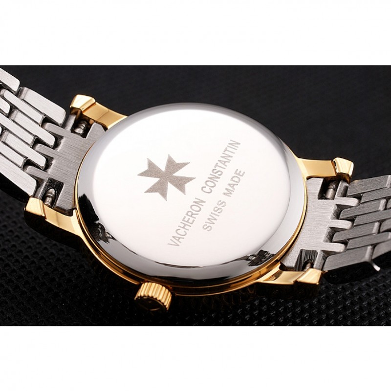 AAA Replica Watches Vacheron Constantin Fine Gold Dial With Diamonds Gold Case Two Tone Bracelet-7