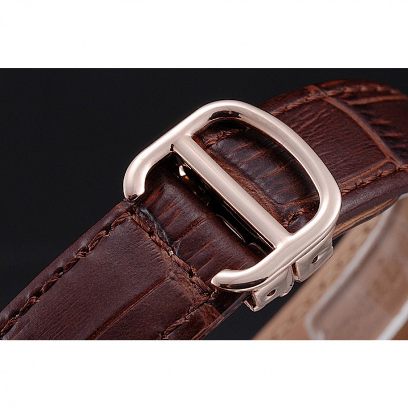 Luxury Cartier Rotonde Blue Crown Brown Leather Bracelet 621974-5