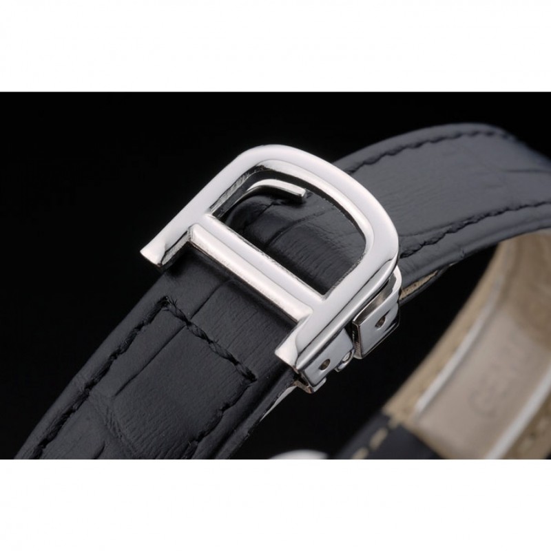 High Quality Replica Watches Cartier Tank Anglaise White Tiger Dial Stainless Steel Case Black Leather Bracelet-5