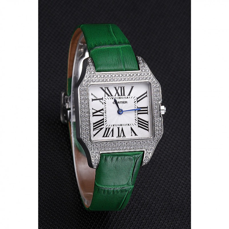 Cartier Santos 100 Diamond Silver Bezel 621914-2