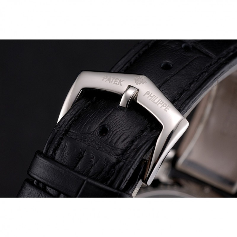 Patek Philippe Grand Complications Moonphase Perpetual Calendar Tourbillon Black Dial Stainless Steel Case Black Leather Strap-5
