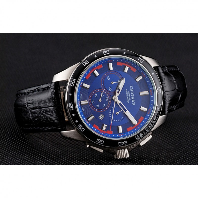 Chopard Mille Miglia GTS Blue Dial Black Leather Bracelet 1453998-3
