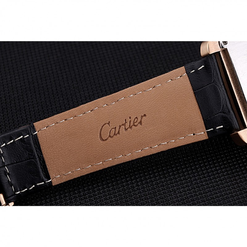 High Quality Cartier Tank MC White Dial Gold Case Black Leather Bracelet 622693-7