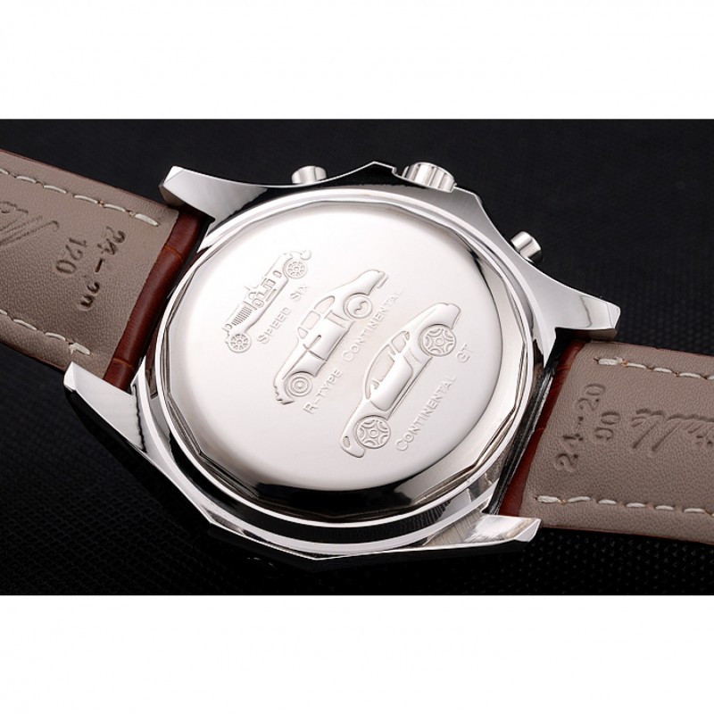 Breitling Bentley Motors T Stainless Steel Case White Dial Brown Leather Bracelet 622234-7