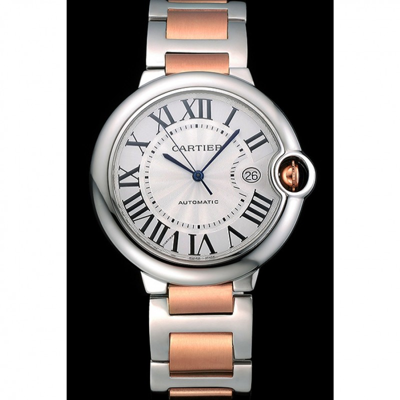 Swiss Cartier Ballon Bleu 42mm Silver Dial Stainless Steel Case Two Tone Rose Gold Bracelet 622875-1