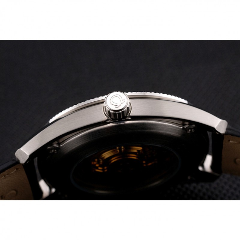 Omega Globemaster Black Dial Stainless Steel Case Black Leather Strap-8
