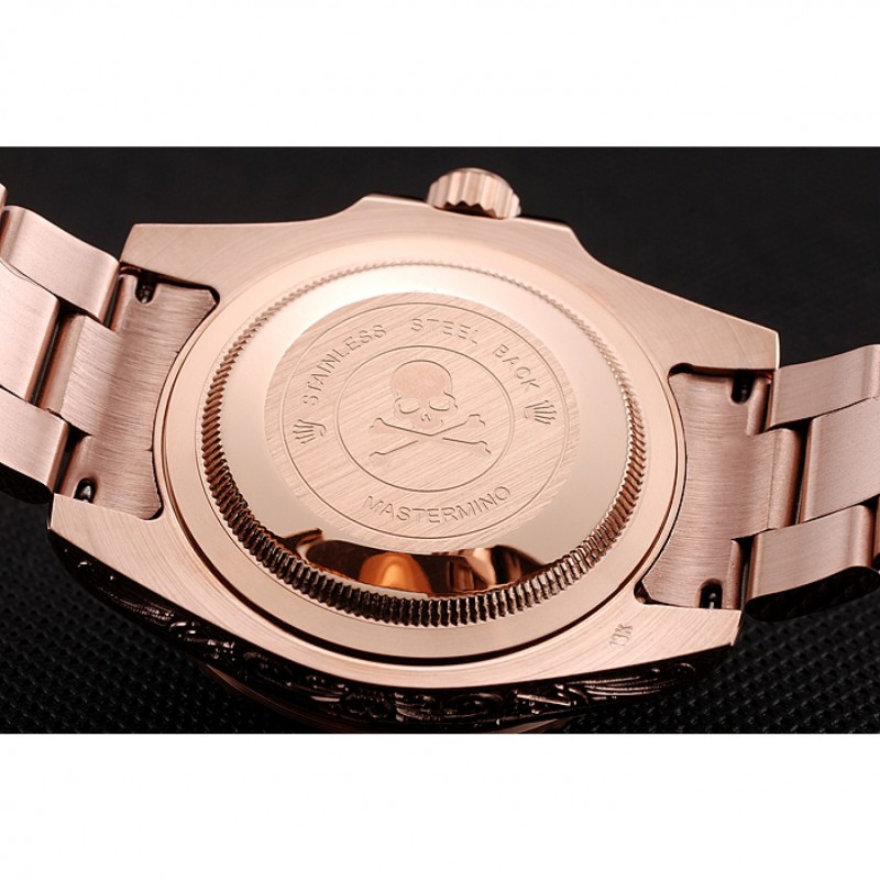 Swiss Rolex Submariner Skull Limited Edition Blue Dial Rose Gold Case And Bracelet 1454085-7