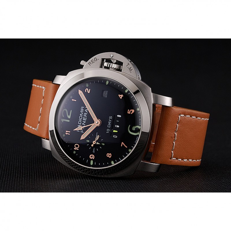 Best Panerai Radiomir Stainless Steel Bezel Orange Leather Bracelet 622317-4