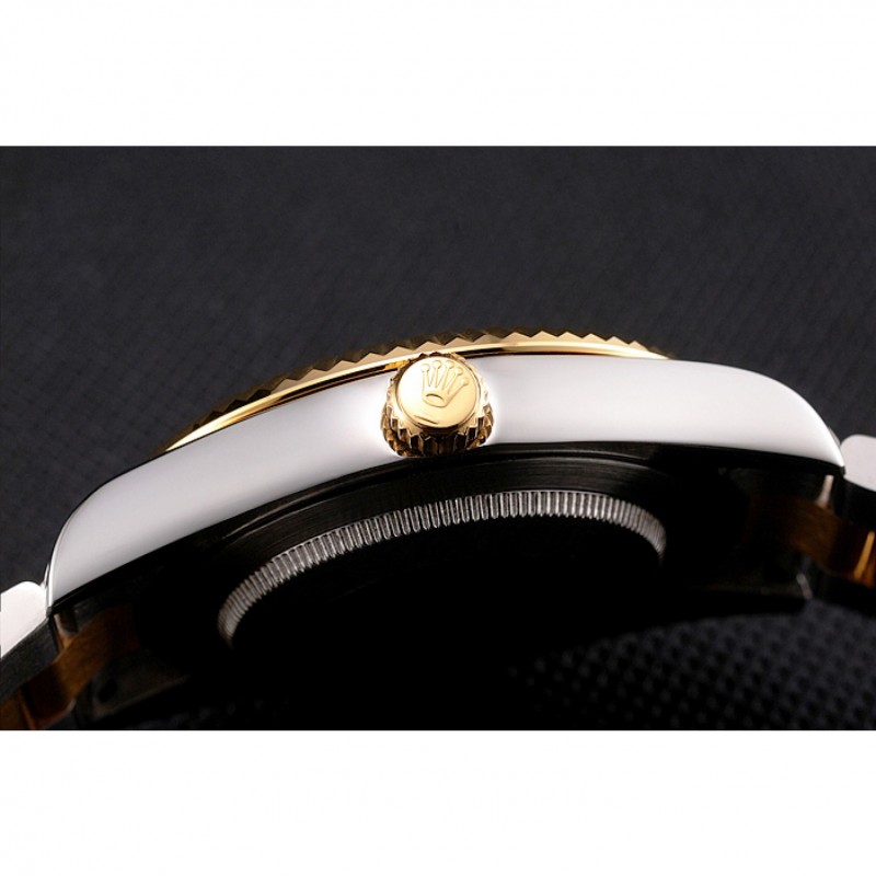 Luxury Replica Watches Swiss Rolex Datejust White Dial Diamond Hour Marks Gold Bezel Stainless Steel Case Two Tone Bracelet-8