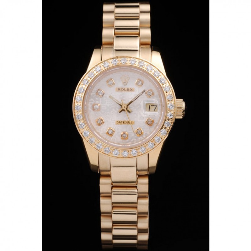 Rolex Datejust 18k Yellow Gold Plated Stainless Steel Diamond Plated 98076-0