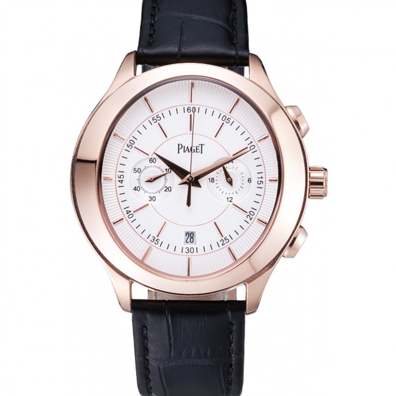 Piaget Gouverneur Chronograph Rose Gold White Dial 621980-0