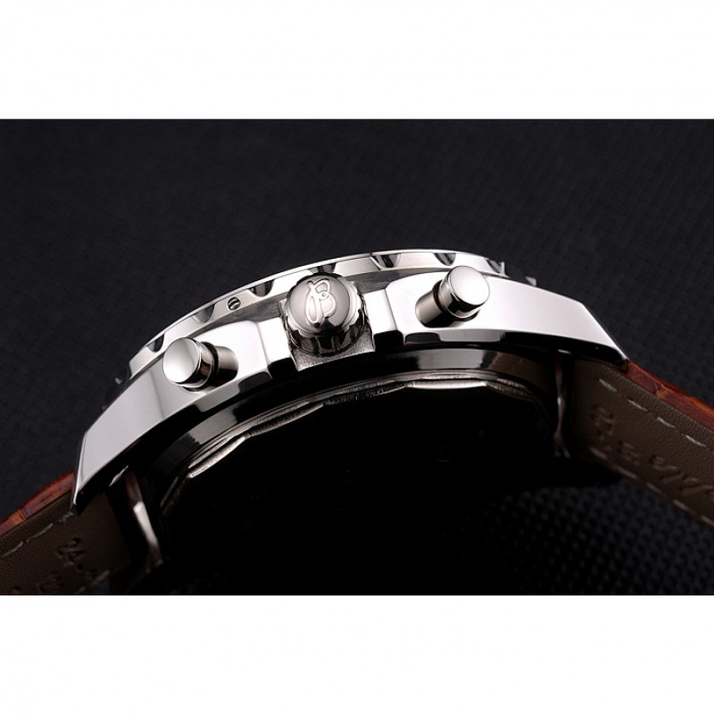 Breitling Bentley Motors T Stainless Steel Case White Dial Brown Leather Bracelet 622234-8
