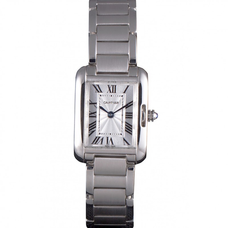 Best Cartier Tank Anglaise 23mm Silver Dial Stainless Steel Case And Bracelet-0