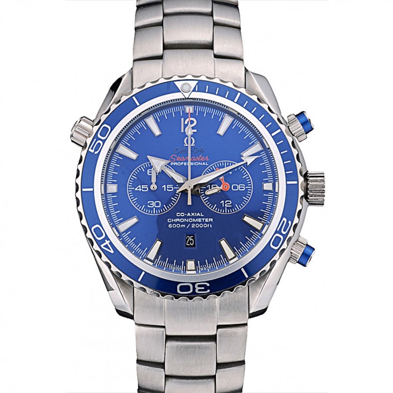 High Quality Replica Watches Omega Seamaster Planet Ocean Blue Bezel Blue Dial Stainless Steel Strap 80239-0