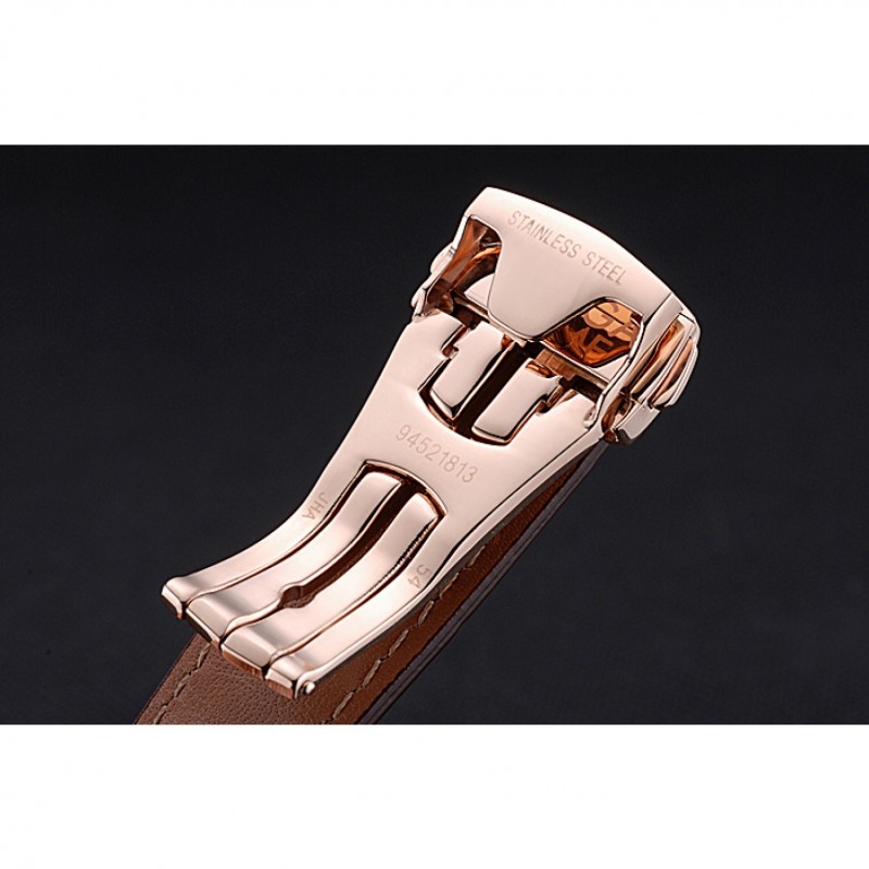 Cheap Omega Seamaster Planet Ocean GMT White Dial Rose Gold Case Brown Leather Band 622400-6