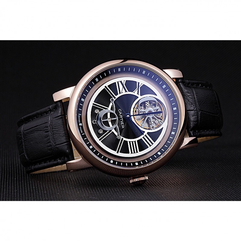 Cheap Cartier Rotonde Flying Tourbillon Black Dial 621944-3