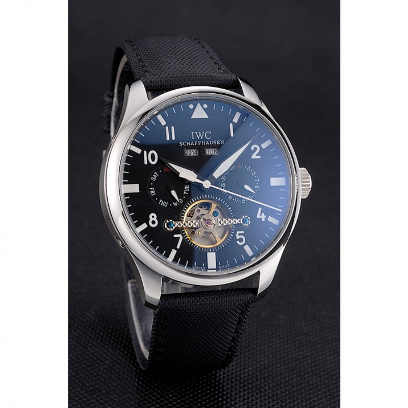 IWC Pilot Tourbillon Black Dial Stainless Steel Case Black Textile Strap-2